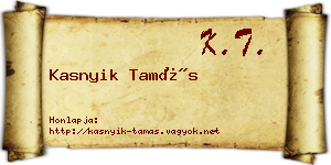Kasnyik Tamás névjegykártya